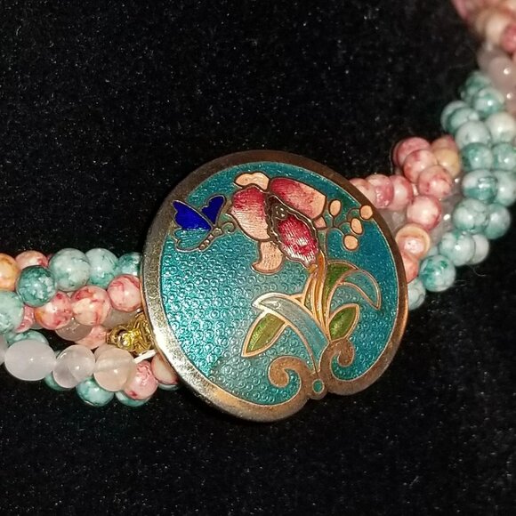 Vintage Siti Cloisonné Quartz Necklace - Picture 7 of 8